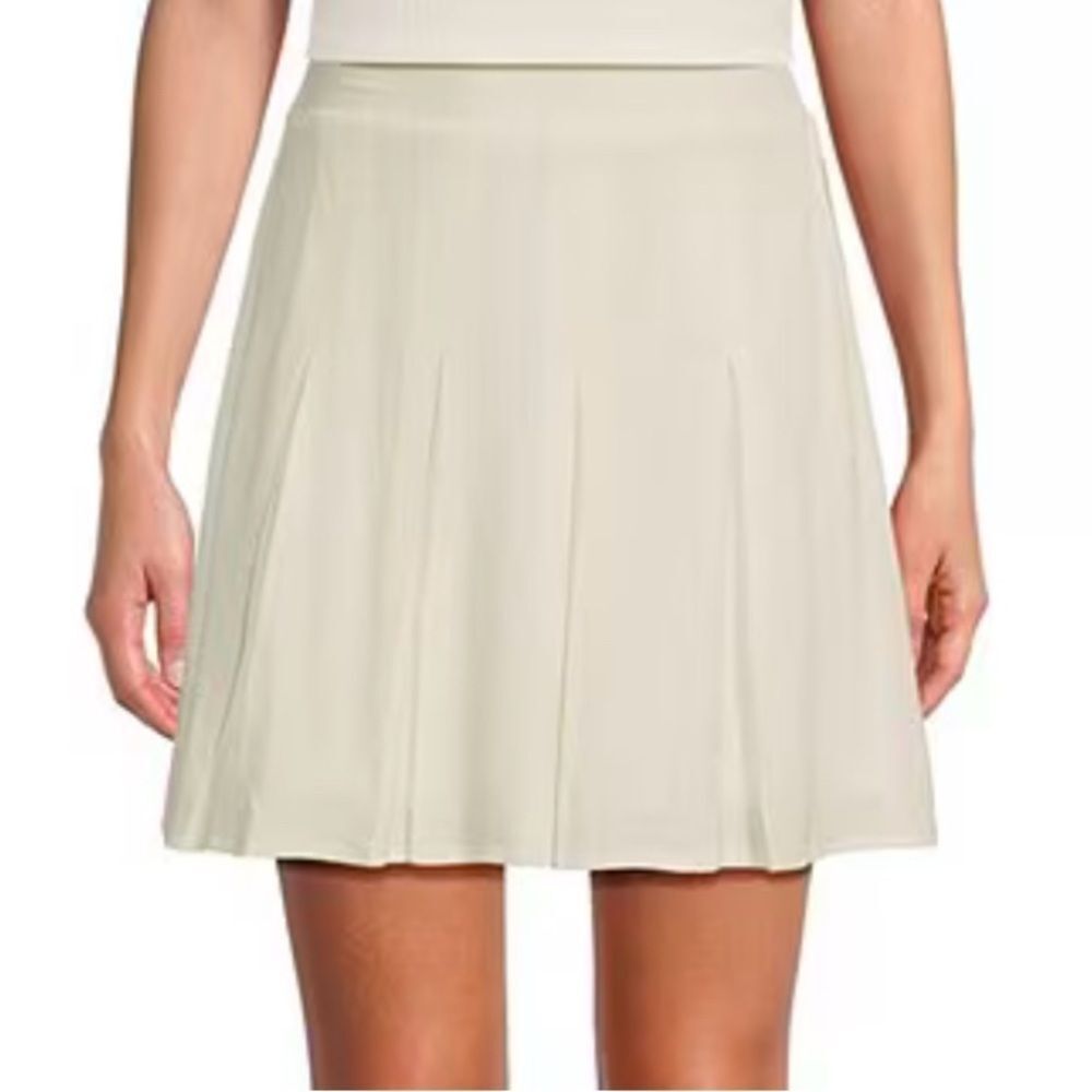 A-line Flat Front Pleated Mini Skirt